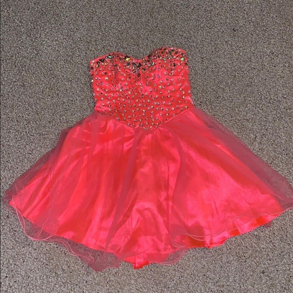 Coral sparkly dress